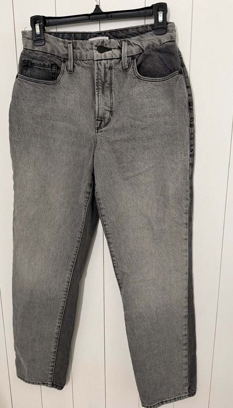 Good American Good Vintage Two Tone Straight Leg Jeans Gray Size 6